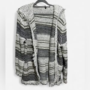 Chic Striped Hooded Cardigan